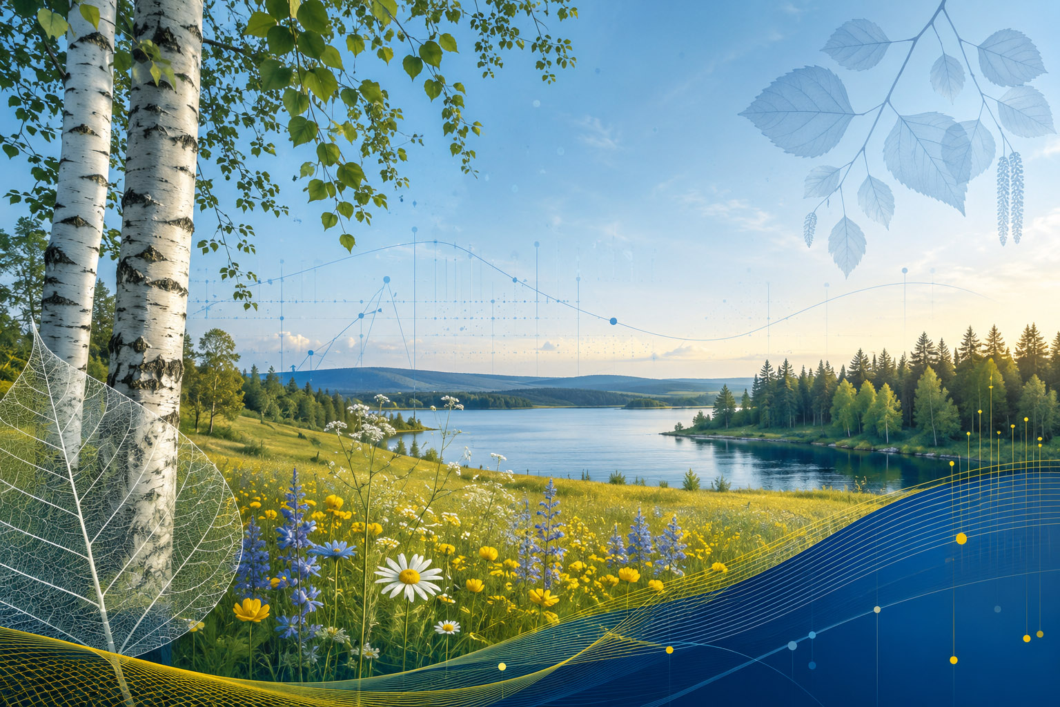 generated image of a high latitude landscape with some scientific elements